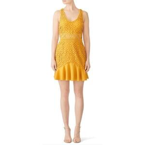 Stylestalker Solana yellow geometric laser cut out sleeveless dress Sz XS